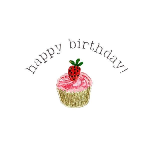Kaart Happy Birthday Cupcake Aardbei